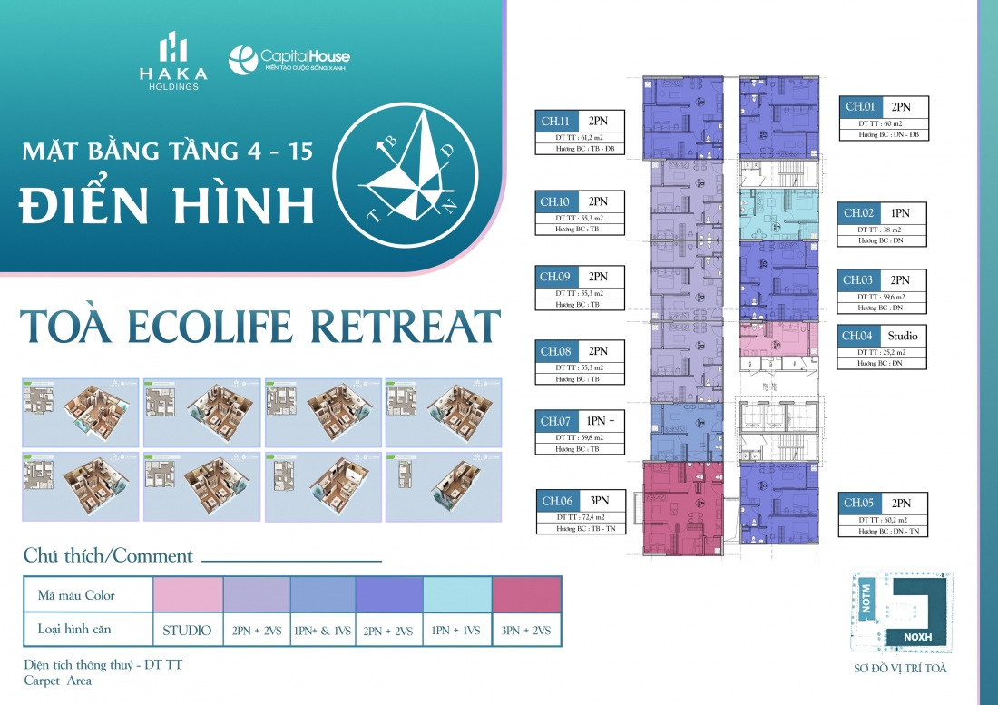 Bảng giá chung cư Ecolife Retreat Bắc Giang - CĐT Capital House